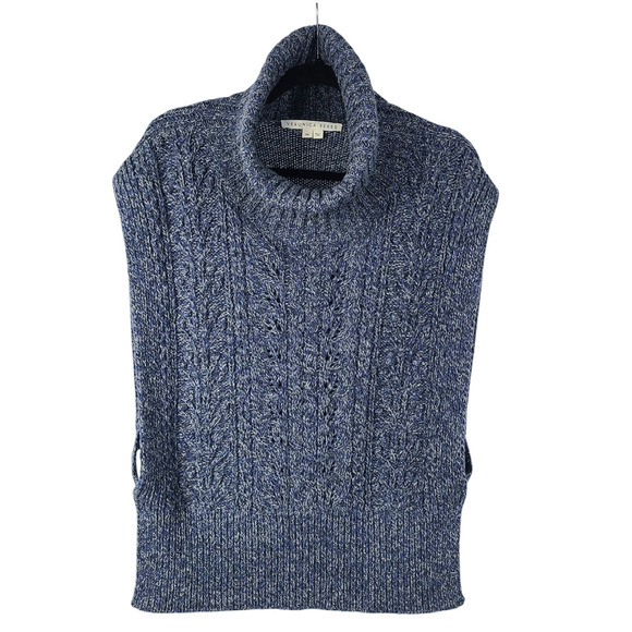 Veronica Beard Collina Vest Women's size M/L Blue Wool Silk Cable Knit Sweater - Picture 4 of 8